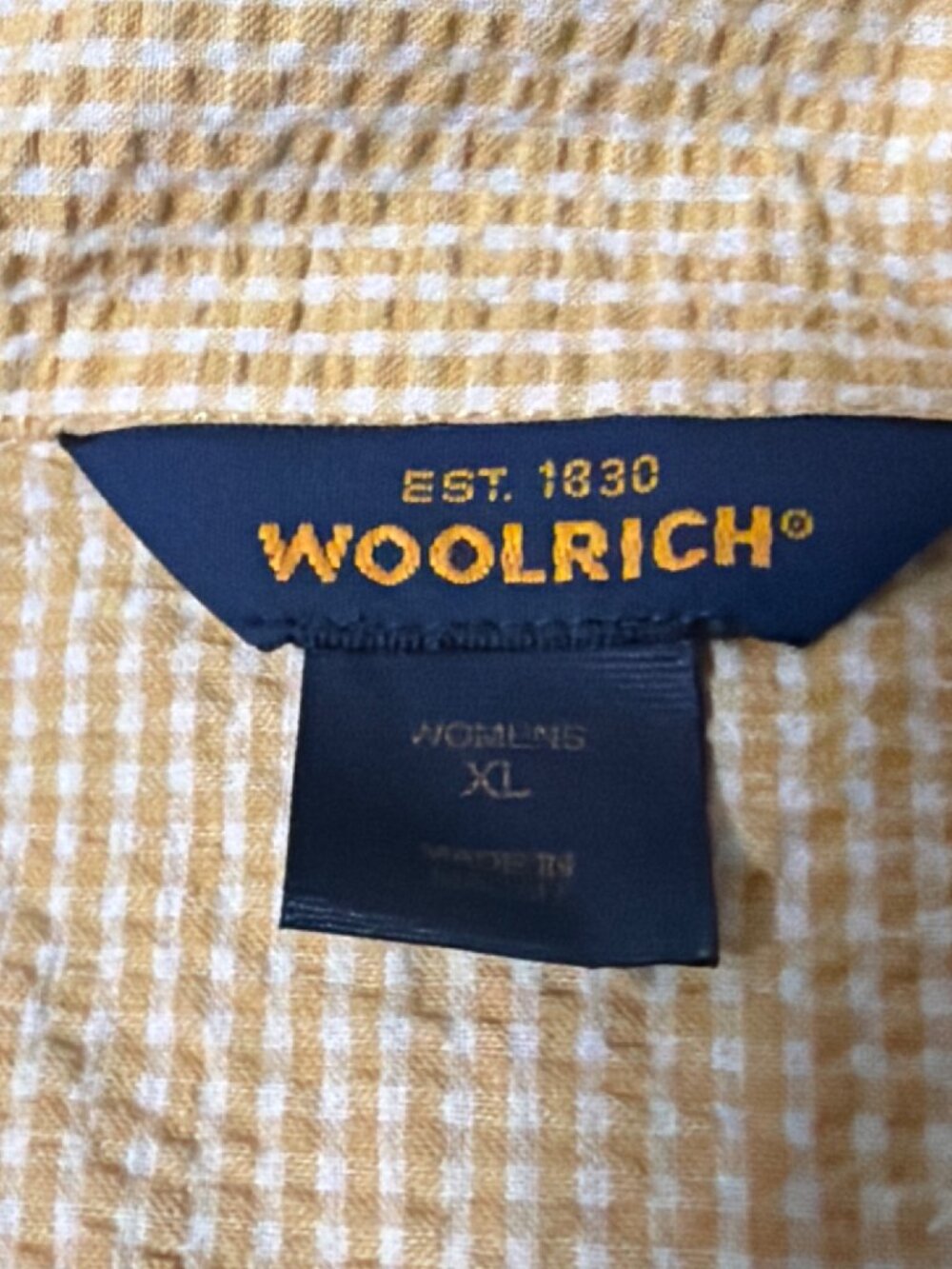 Vtg Seersucker Woolrich XL Sleeveless Button-Up Yellow Gingham Shirt Casual - Picture 4 of 6